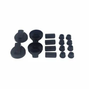 MANOPOLE UNIVERSALI KIT 4 MANOPOLE +  KIT ADATTATORI ASSE RASO E ASSE ALTO Ø 6 E 8MM NERE